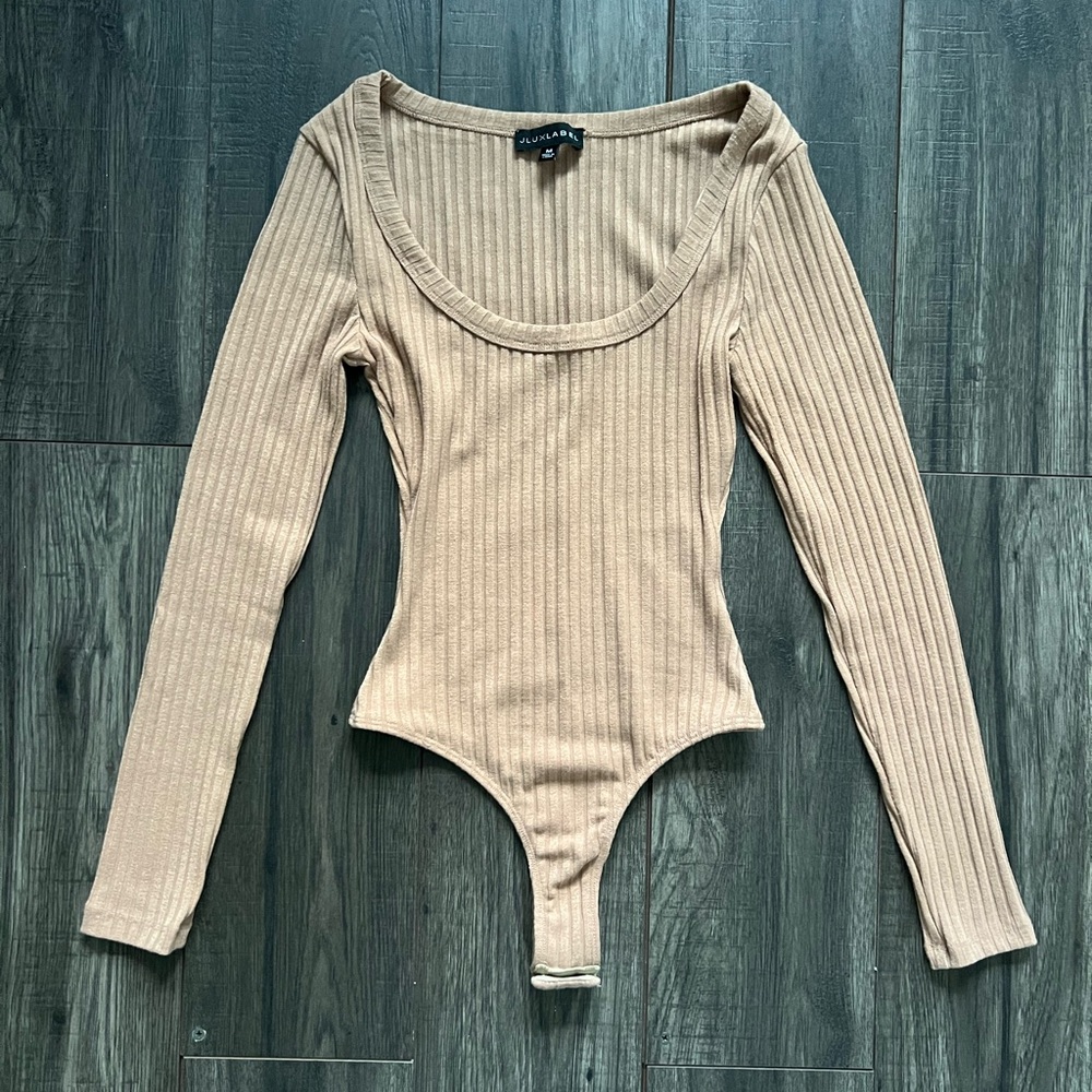 JLUXLABEL | NUDE / CAMEL THICK RIB BODYSUIT